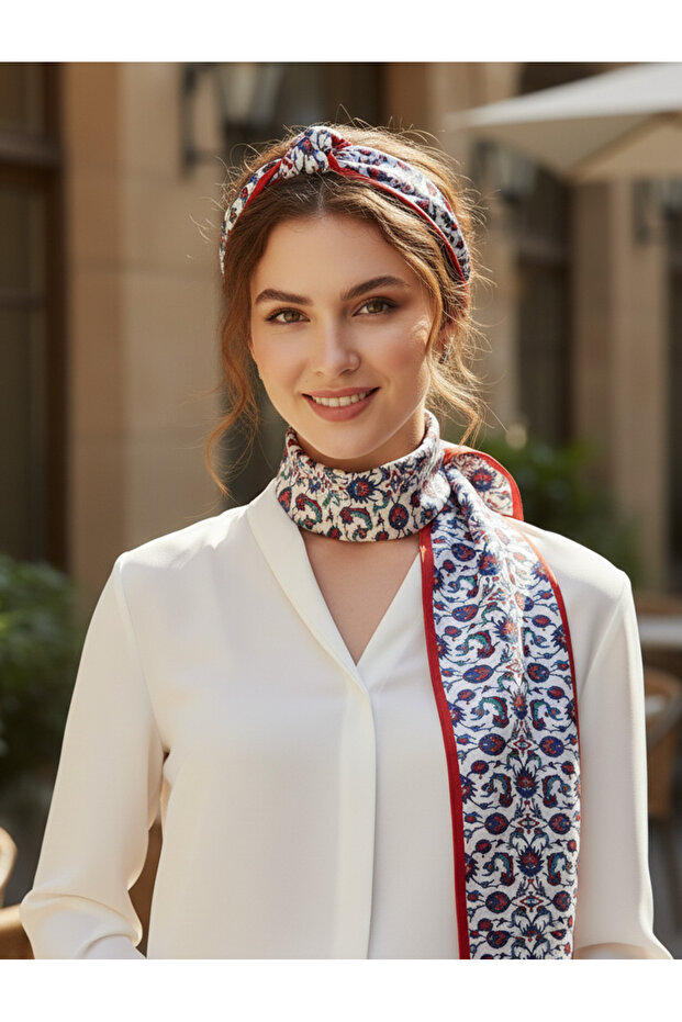Sultani̇ Pattern Stylish & Elegant Women's Accessory Satin Scarf 30X165Cm
