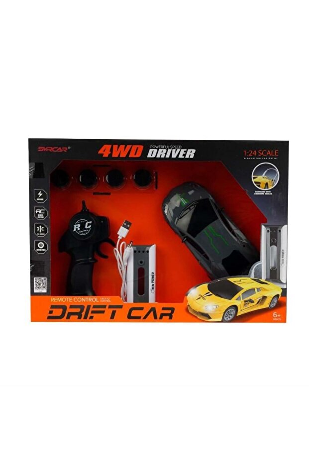 1:24 Remote Control Sport Drift Car Gray - Yellow
