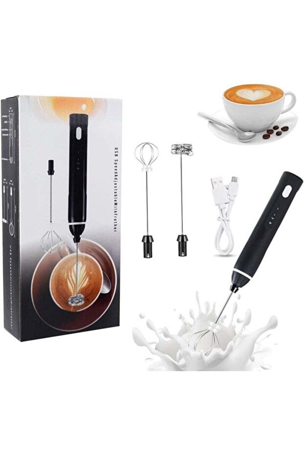 Aroos Rechargeable Milk Frother 3 Speeds Handheld Foam Maker With Stainless Whisk For Coffee, Latte - 1