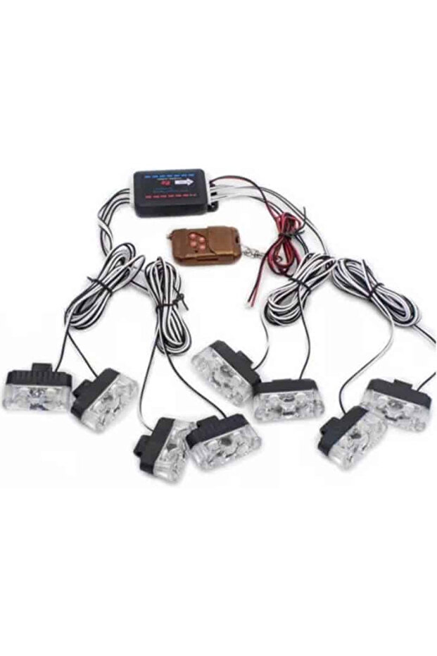 Kit of 8 strobe lights 7 functions 12V Yellow - 1
