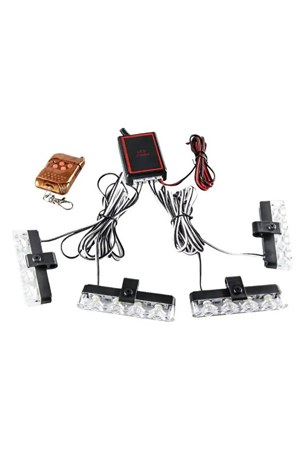 Set of 4 strobe lights with 4 blue LEDs and remote control - 1