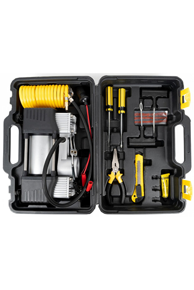 12V car compressor with complete kit for breakdowns and breakdowns - 2