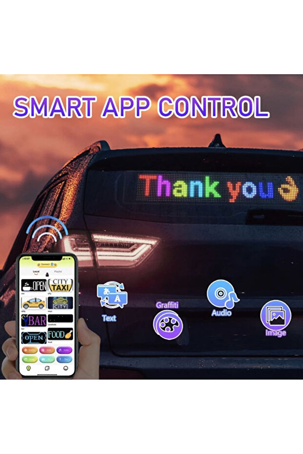 LED car display panel with flexible RGB LED programmable via Bluetooth - 12