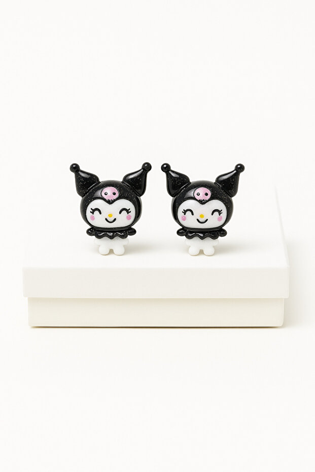 Kuromi Design Tarnish-Free Stainless Steel Anti-Allergic Earrings for Silver Needle Pierced Ears