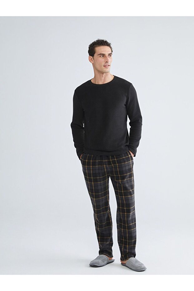Standard Mold Plaid Fleece Men's Pajamas Set
