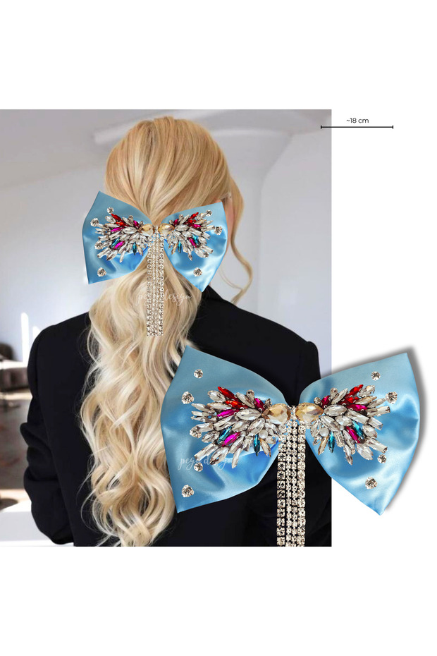 Blue Satin Multi-Color Stone Automatic Special Design Buckle (Wedding, Engagement, Birthday, Celebration)0021