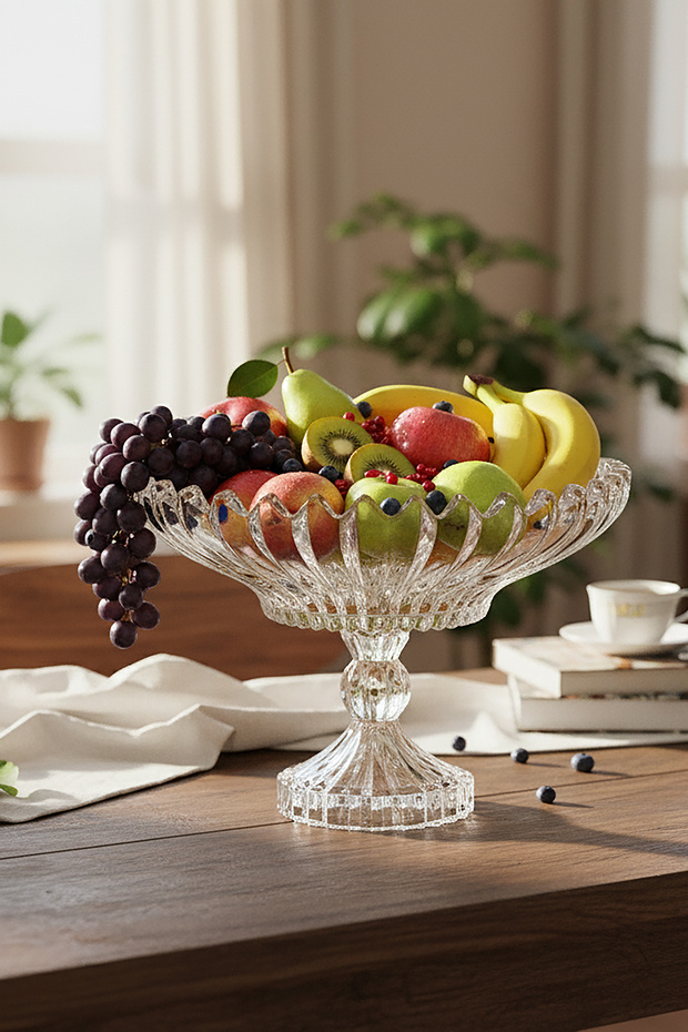 Glass Pedestal Fruit Pot
