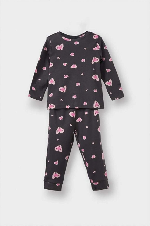 Baby Girl Pajama Set Heart Pattern Long Sleeve Top Long Bottom (25 Au)