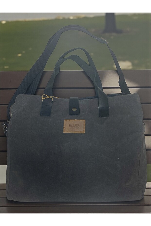 Vintage Casual Design Waterproof Canvas Leather Three Compartment Daily School Trip Shoulder Bag 37X31Cm