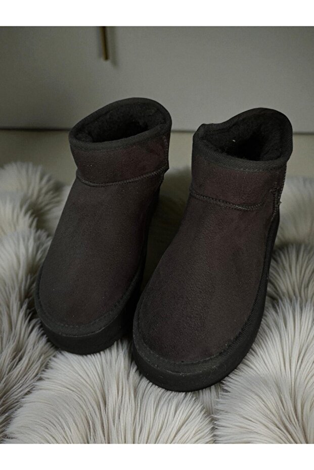 Thick-Soled Women's Suede Fur-Lined High-Heeled Sole Winter Ankle Short Boots