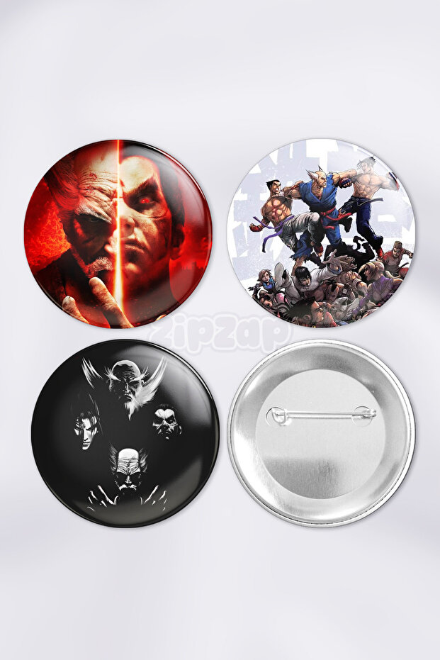 Tekken Video Game Bag Ornament Pin Button Badge Set (3 Pcs)