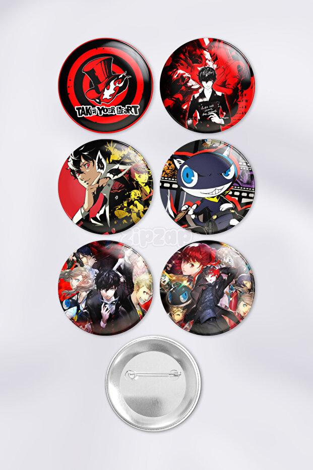 Persona 5 Video Game Bag Ornament Pin Button Badge Set (6 Pcs)