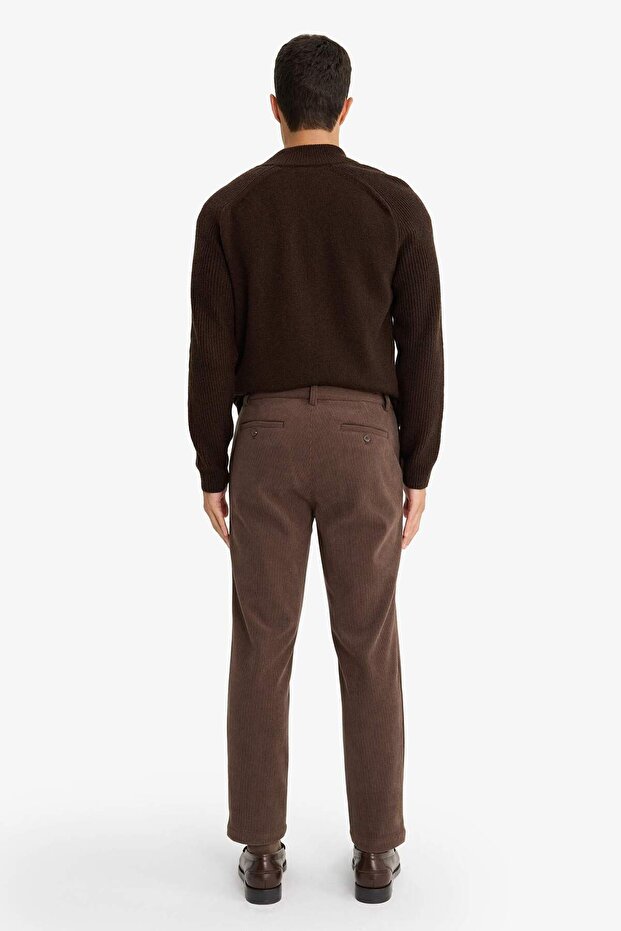 Tailored Regular Fit Düz Paça Fitilli Kadife Pantolon F0462AX25WN - 8