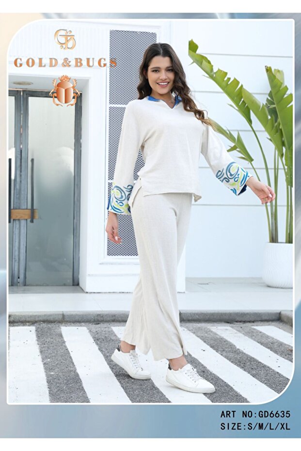 طقم بنطلون مطرز - 4