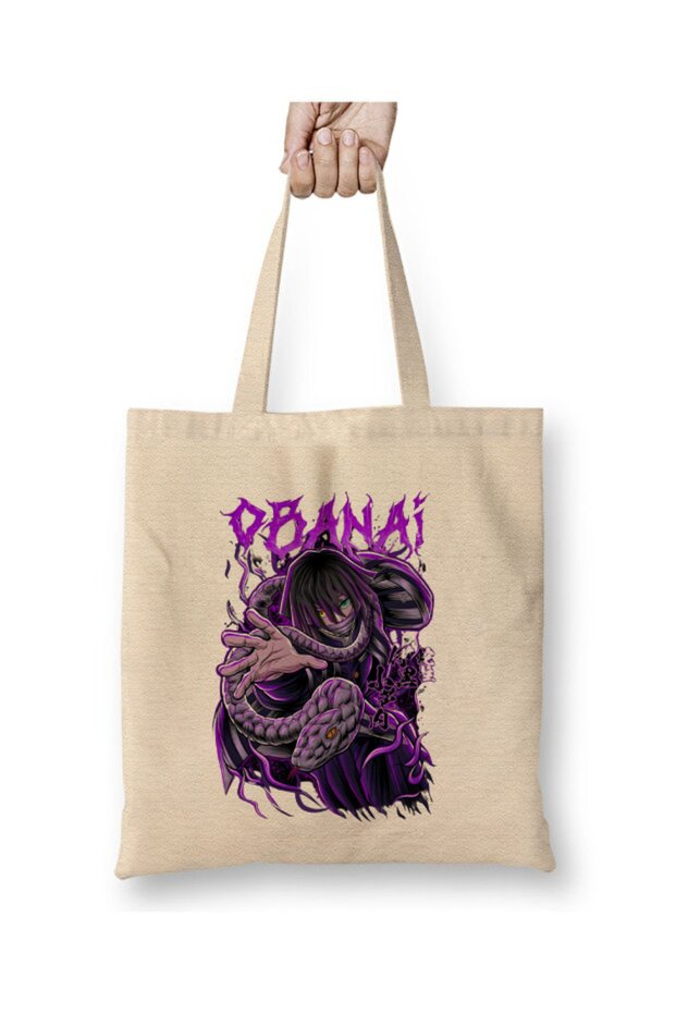 Obanai Iguro Demon Slayer Demon Slays White Cloth Bag Long Handle Shopping Bag