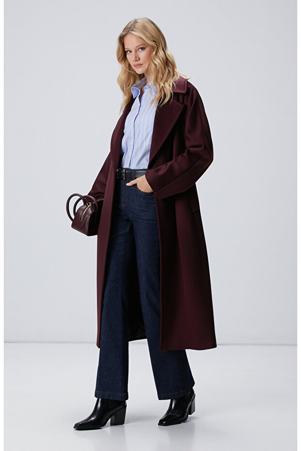 Limited Vişne Yün Manto - 1