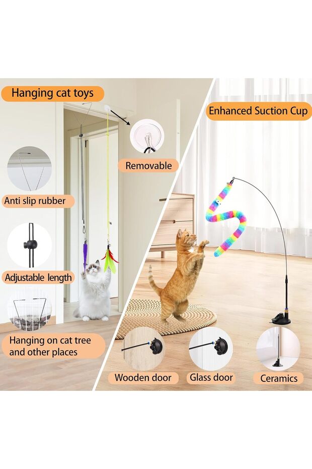 Delieu 4-in-1 Interactive Cat Toy Set - 14 Pcs - 3