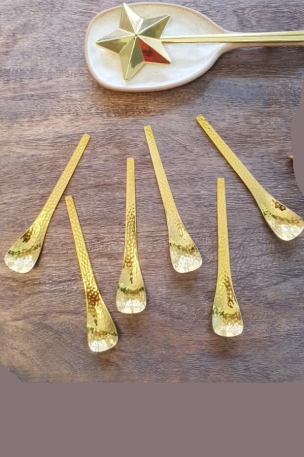 D-298 Gold 6-Piece Teaspoon Set for Coffee, Ice Cream, Dessert, Pastry, Sugar