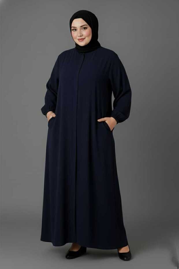 Medina Silk Mevlana Cut Loose Plus Size Ferace with Pockets and Belt