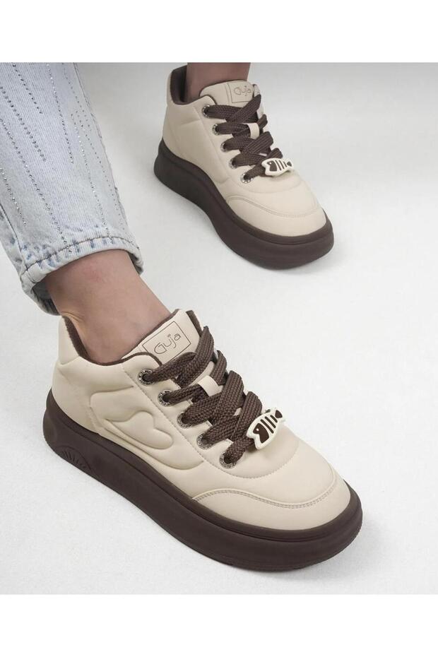 25421 Women's High Sole Premium Soft Leather Emoji Sneakers