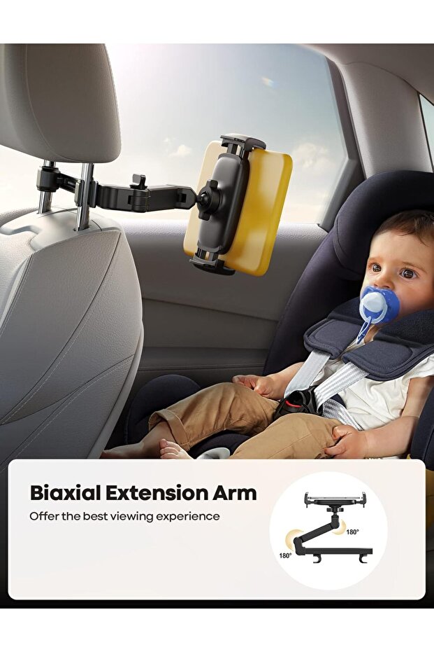 Tablet Holder Car - [Extension Arm] Adjustable iPad Holder for Back Seat, Road Trip Essentials