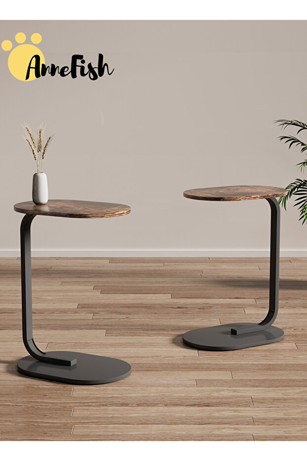 C Shaped End Table Coffee Table Set Sofa Side Table End Table Small Service Table Couch Table - 1