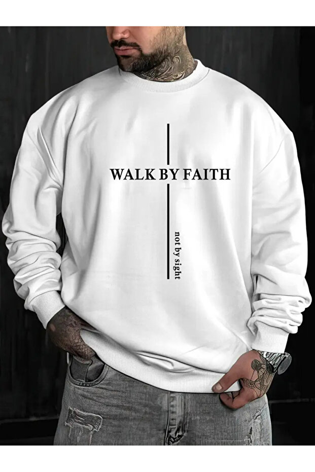 - سويت شيرت رجالي مطبوع بثلاث خيوط كبير الحجم - 1