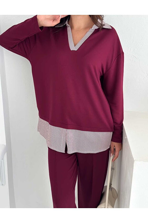 طقم برقبة على شكل حرف V - 3