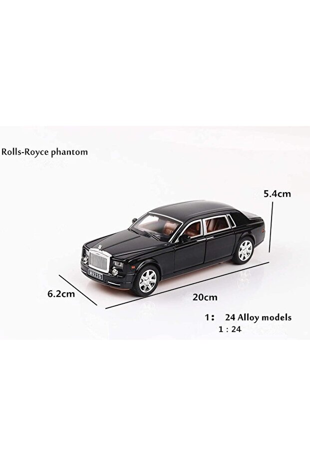 Alloy Car Model 1:24 Rolls-Royce Phantom Diecast Toy with Sound & Light - Black