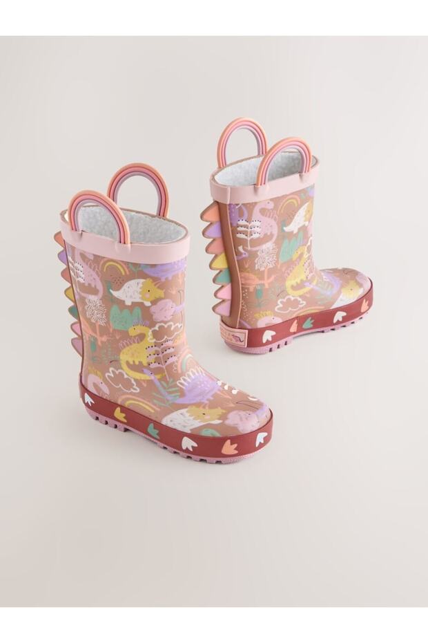 Dino Patterned Waterproof Rain Boots - 1