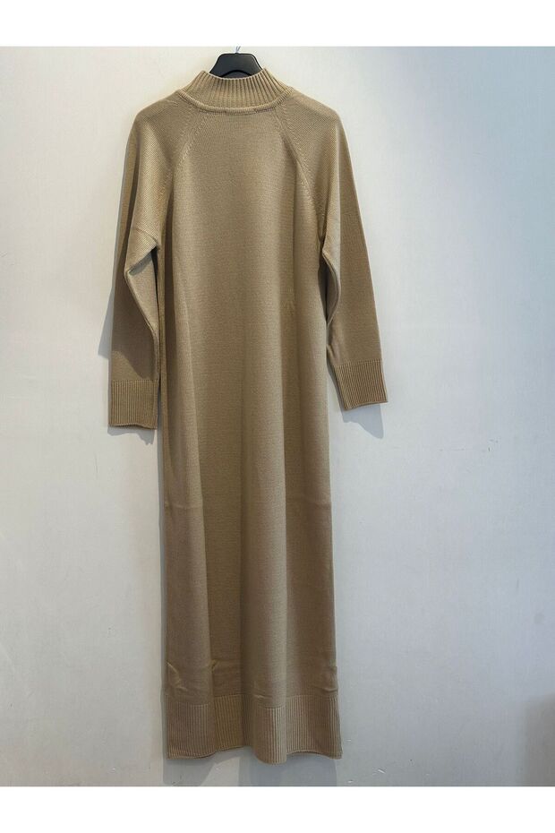 Düğmeli Triko Elbise - 2