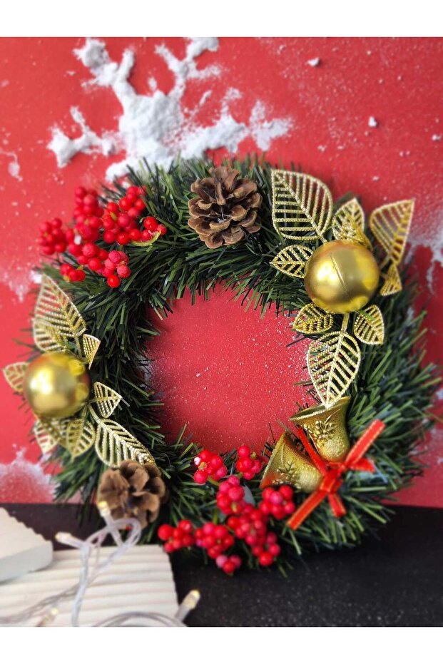 KAPI SÜSÜ KAPI ÇELENGİ 24 CM KOKİNALI YILBAŞI TEMALI - 8