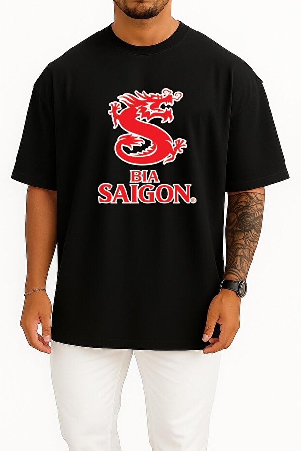 Oversized Ho Chi Minh Saigon Beer Chest Design Unisex T-Shirt