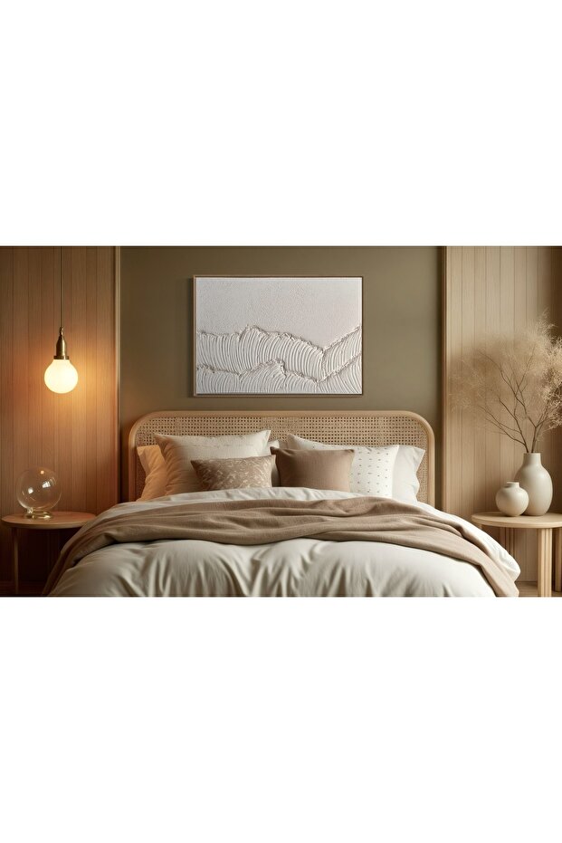 Ocean Dokulu Tablo 3 Boyutlu Tablo Alçı Tablo İskandinav Tablo Minimalist Tablo El Yapımı Doku Sanat - 5