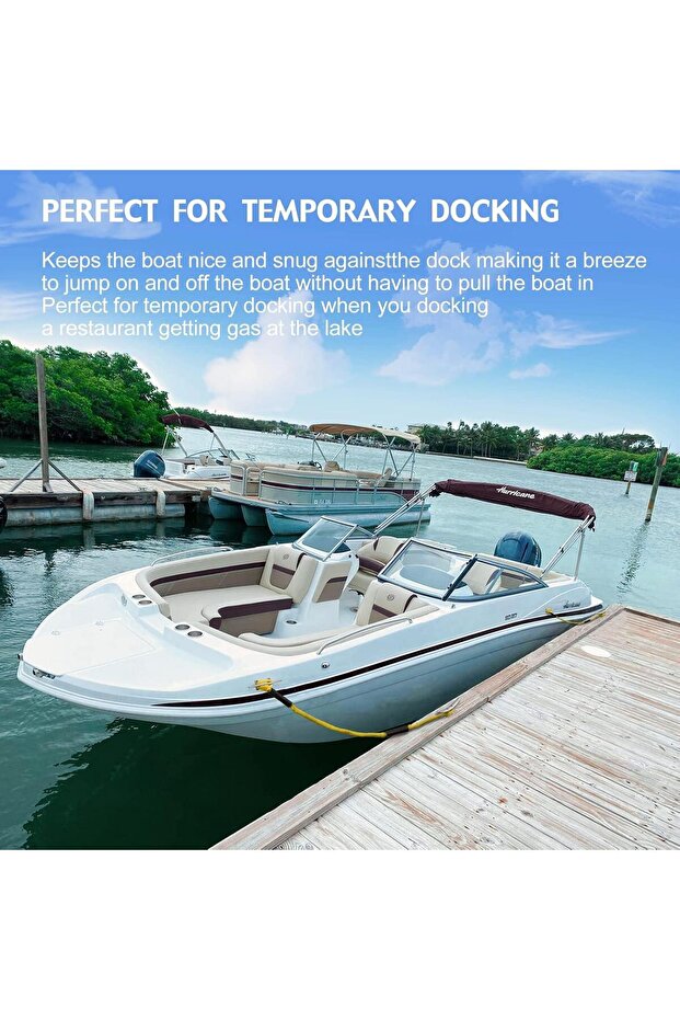 Set of 2 bungee cords 1.2–2.1 m with marine loop – extendable mooring for boat and pontoon - Yellow - 3