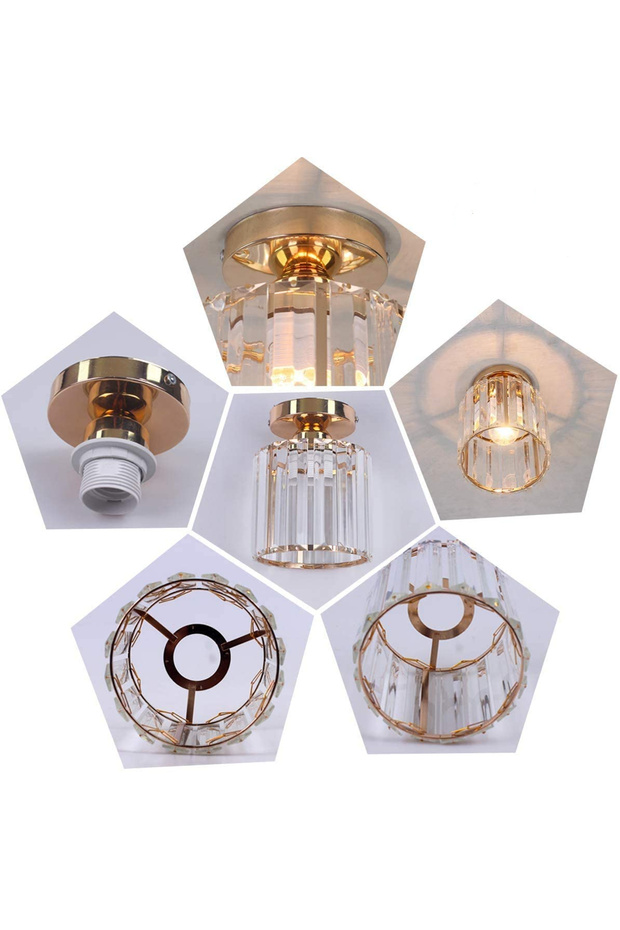 Crystal Ceiling Light Round Entryway Light for Stair Hallway Cafe Bar ∅14cm Bulbs NOT Included