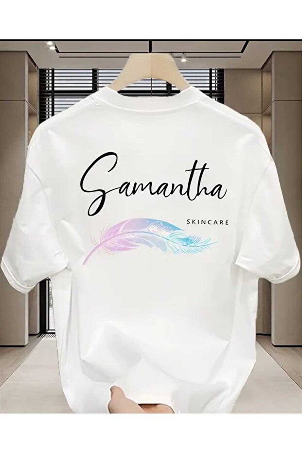 Men's Name and Feather B Printed O Oversized T-Shirt