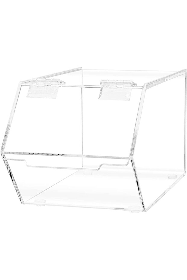 صندوق حلوى أكريليك شفاف 12.7 × 22.9 × 12.7 سم مع غطاء مفصلي للاستخدام في المخابز والمتاجر