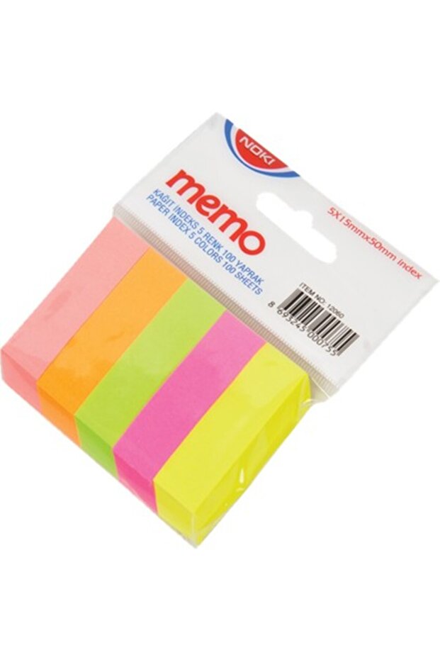 Memo 12060 Adhesive Film Index 50 X 15 mm 20 Sheets X 5 Pieces - Assorted Colors