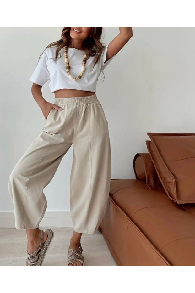 Havuç Pantolon Bej - 1