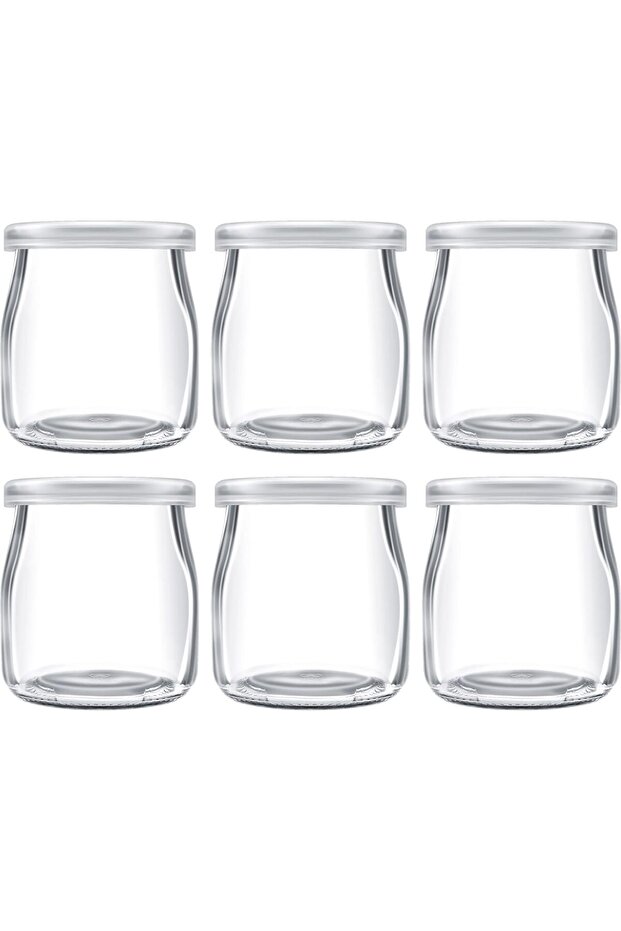 200ml Yogurt Pudding Glass Jars with Plastic Lids (6)