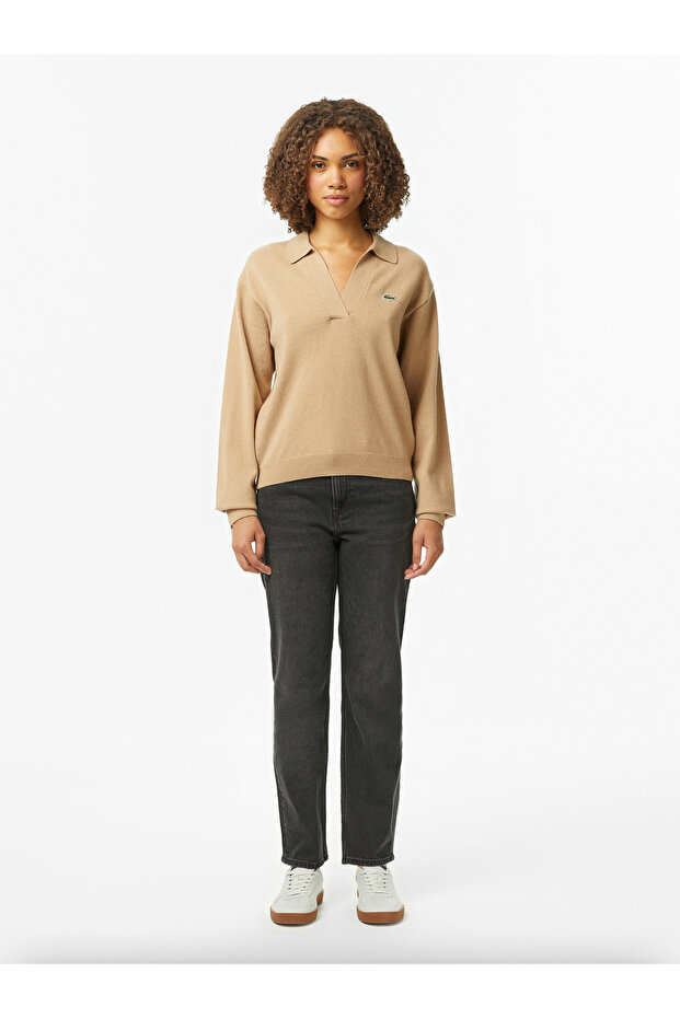 Wool Open Polo Collar Sweater - 4