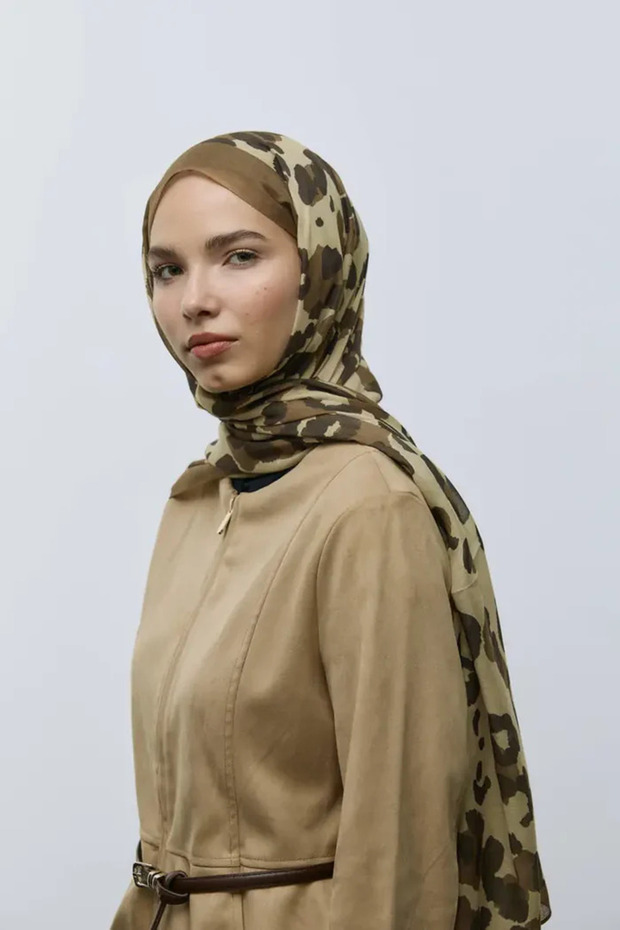 Leopard Pattern Aya Shawl - Dark Bronze - 2