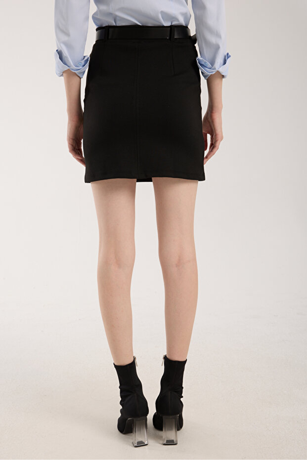 KEMERLİ ETEK - İNTERLOK ÖRME KISA ETEK - 5