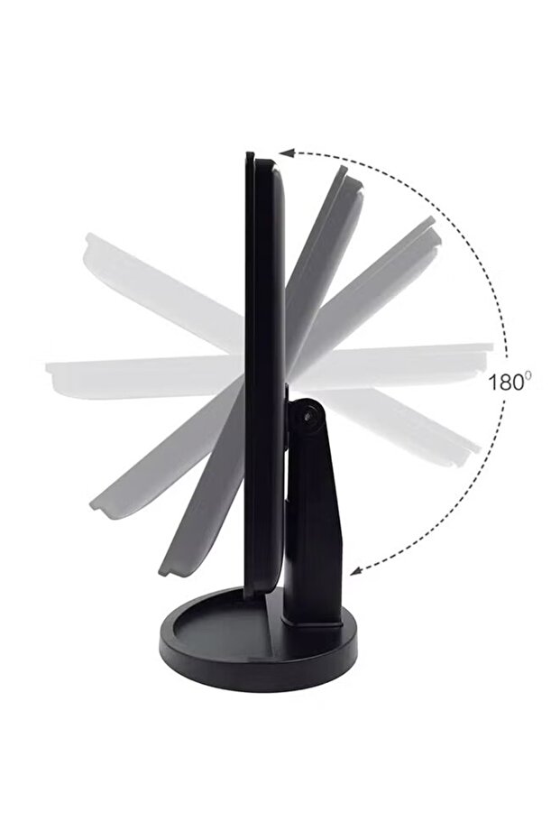 مرآة مكياج دوارة مع أضواء LED بيضاء سوداء - 4