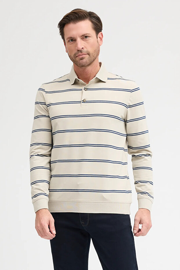 Men's Polo Neck Long Sleeve Sweatshirt