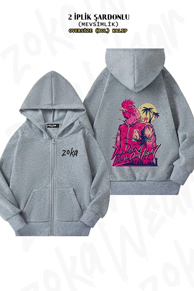 Unisex Hotline Miami,Richard Printed Oversized Back Printed Zip Hooded Cardigan
