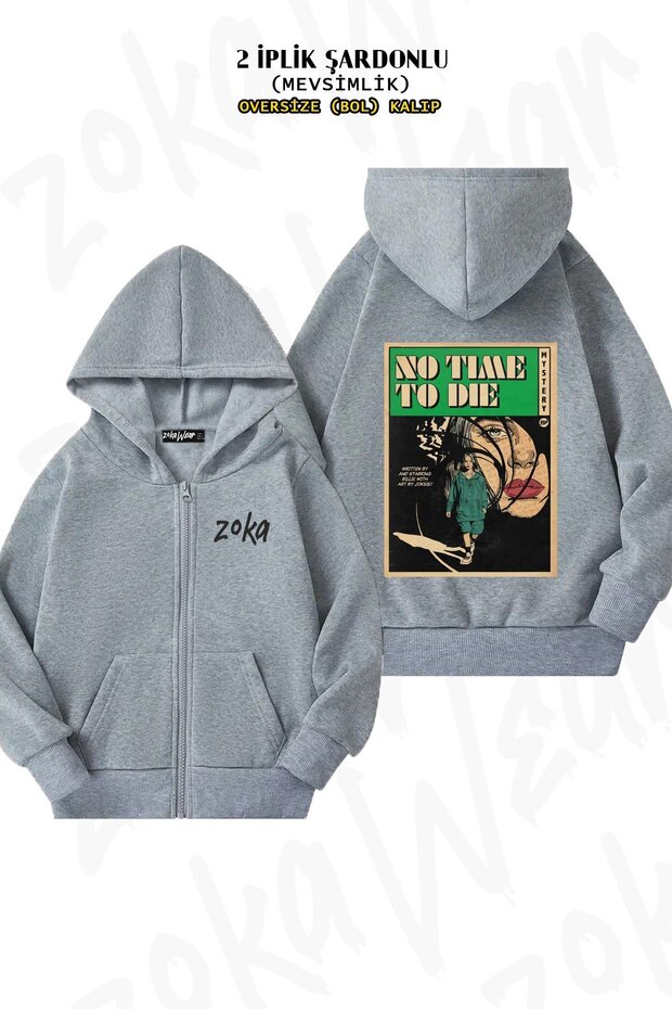 Unisex No Time Billie Eilish Printed Oversized Back Printed Zippered Hooded Cardigan
