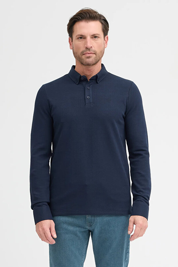 Men's Polo Neck Long Sleeve Sweatshirt