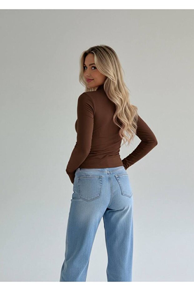 Rover Basic Slim Fit Fermuarlı Bluz - 2